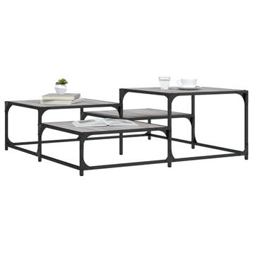 vidaXL Salontafel 107x107x40 cm bewerkt hout grijs sonoma, Verzenden
