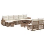 vidaXL Tuinbank Set 10 pcs Beige en Crème Wit poly rattan, Tuin en Terras, Verzenden, Nieuw