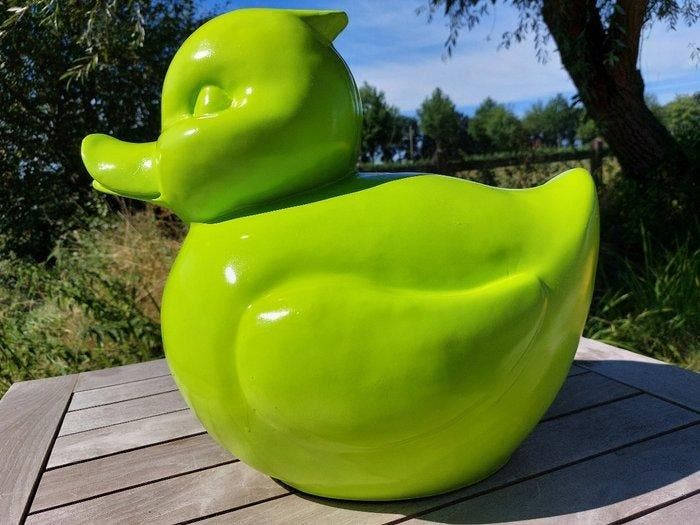 Figuur - Large blue bath duck - 44 cm - Polyresin, Antiek en Kunst, Curiosa en Brocante