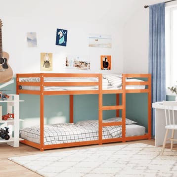 vidaXL Stapelbed massief grenenhout wasbruin 90x200 cm, Verzenden, Nieuw