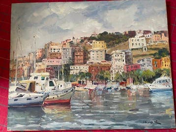 Edmondo di Napoli (1938-2016) - Mergellina, il porto, Antiek en Kunst