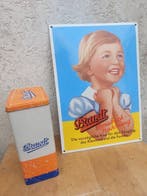 Emaille bord + reclame blik Brandt Zwieback - Emaille bord