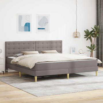 vidaXL Bedframe met matras met hoofdeinde Taupe 200 x 200 cm, Verzenden, Nieuw