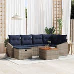 vidaXL Tuinbank Set met kussen met opslag 7 pcs Grijs Poly, Tuin en Terras, Verzenden, Nieuw