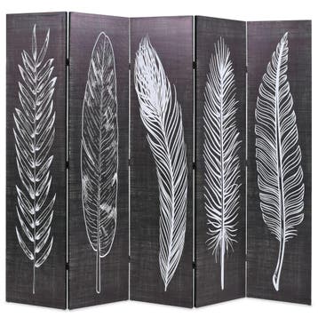 vidaXL Kamerscherm inklapbaar veren 200x170 cm zwart en wit, Verzenden, Nieuw