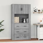 vidaXL Hoge kast bewerkt hout grijs sonoma eikenkleurig, Verzenden, Nieuw