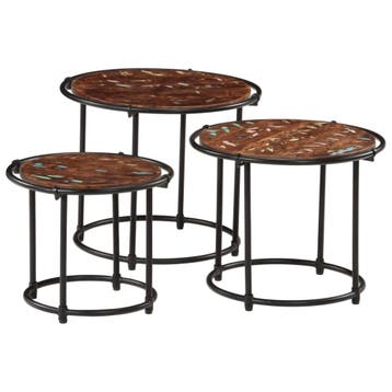 vidaXL Tafeltjesset 3 st massief gerecycled hout, Verzenden, Nieuw