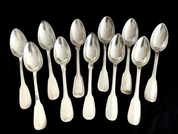 Verzilverde art deco Soeplepels - Bestekset - verschillende