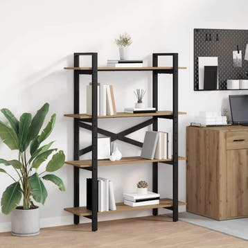 vidaXL Boekenplank 4-laags 100 x 33.5 x 64 cm Bewerkt hout, Verzenden