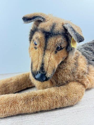 Steiff - Speelgoed 64cm Shepherd dog, button and flag