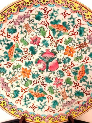Grote Famille Rose porselein decoratief bord (31 cm) –