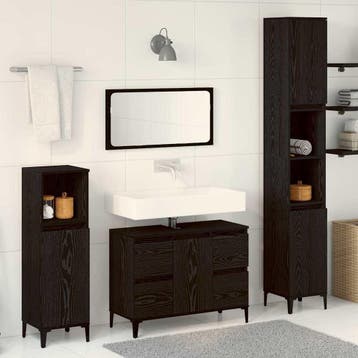 vidaXL Badkamermeubel Set 3 st Zwart Eiken 30 x 30 x 180 cm, Huis en Inrichting, Badkamer | Badkamermeubels, Verzenden, Nieuw