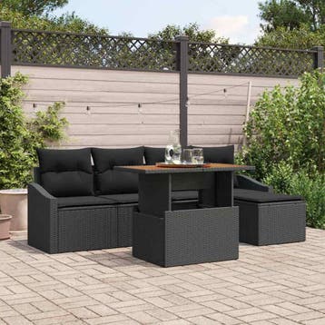 vidaXL Tuinbank Set 6 st Zwart en Bruin, Tuin en Terras, Verzenden, Nieuw