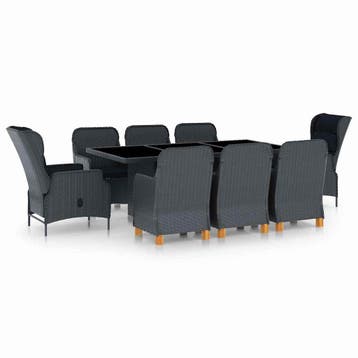 vidaXL 9-delige Tuinset met kussens poly rattan donkergrijs, Verzenden, Tuinset