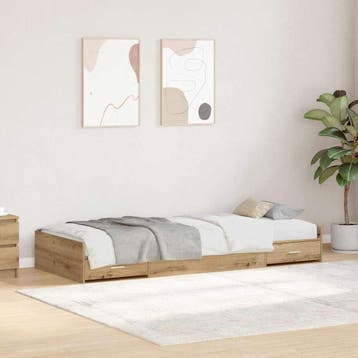vidaXL Bedframe met hoofdeinde Artisan Eiken 90 x 190 cm, Verzenden