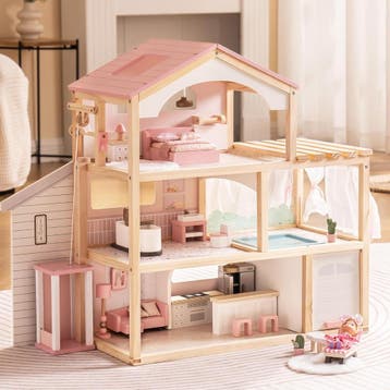 ROBUD Poppenhuis met lift | Tweede kansje | OP = OP, Verzenden, Zo goed als nieuw, Poppenhuis