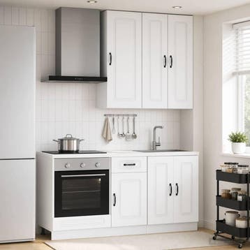 vidaXL Keukenblok KALMAR 5 st Wit Bewerkt hout, Verzenden
