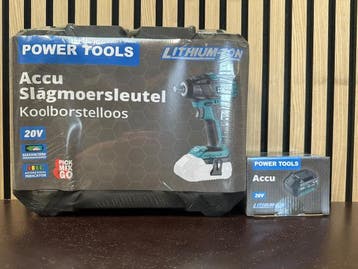 Veiling - 20V Accu Slagmoersleutel Koolborstelloos met Accu, Doe-het-zelf en Bouw, Gereedschap | Boormachines, Nieuw