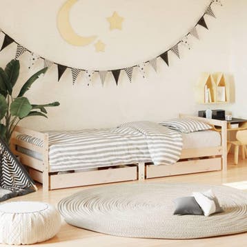 vidaXL Kinderbedframe met lades 90x190 cm massief grenenhout, Verzenden, Nieuw