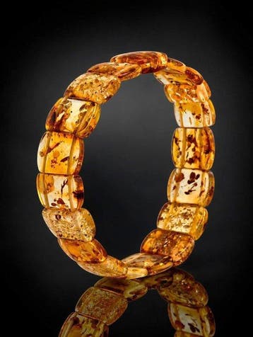 Bracelet à maillons en ambre - ambre miel multicolore -