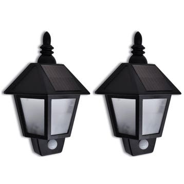 vidaXL Wandlamp solar met bewegingsensor 2 st, Tuin en Terras, Verzenden, Nieuw