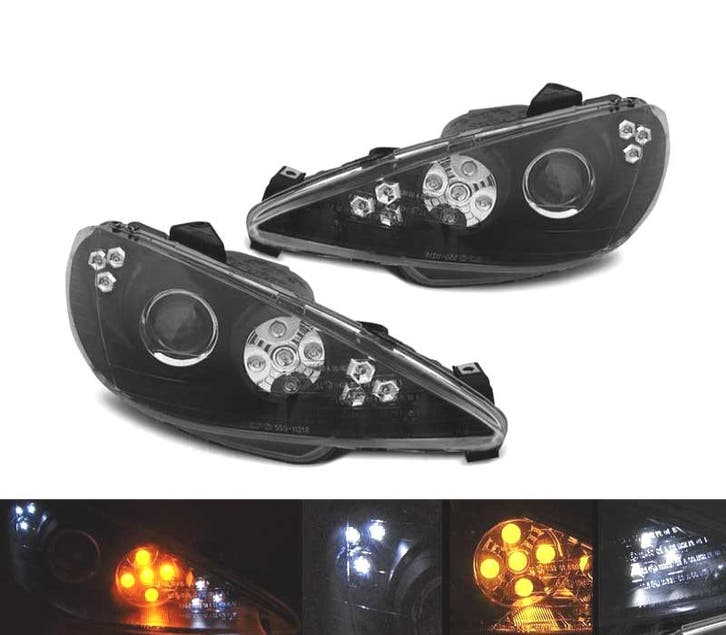 PHARES PEUGEOT 206 02- DAYLIGHT NOIR, Auto-onderdelen, Verlichting, Verzenden