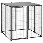 vidaXL Hondenkennel 110x110x110 cm staal zwart, Verzenden, Nieuw