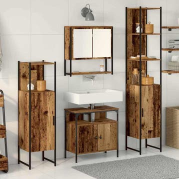 vidaXL Badkamermeubel Set 4 st Oud Hout 33 x 33 x 185,5 cm, Verzenden