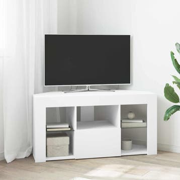 vidaXL Hoek LED TV Cabinet 100 x 40 x 50 cm Wit Bewerkt hout, Huis en Inrichting, Verzenden, Nieuw