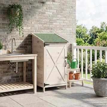 vidaXL Tuin Shed Wit 59,5 x 56 x 113,5 cm Massief Vurenhout, Verzenden