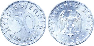 Duitsland 50 Reichspfennig 1935 A f prfr J 368 1 Kratzer..., Verzenden