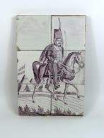 Tegel - 1750-1800, 1800-1850 - Mangaan-tegelpaneel, Antiek en Kunst