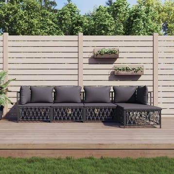 vidaXL 5-delige Loungeset met kussens staal antracietkleurig, Verzenden, Nieuw, Loungeset