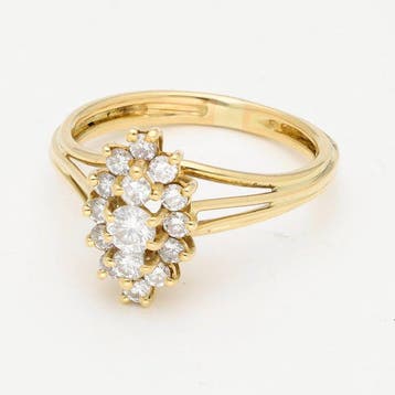 Ring - 18 karaat Geel goud Diamant (Natuurlijk)