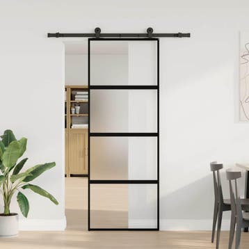vidaXL Schuifdeur met beslag 76x205 cm gehard glas en, Doe-het-zelf en Bouw, Verzenden, Nieuw