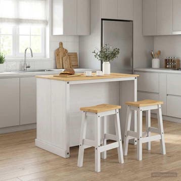 vidaXL Keuken eiland set 3 st Wit en Honingwas 112 x 77 x, Huis en Inrichting, Verzenden, Nieuw