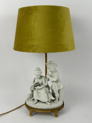 Tafellamp - Porselein, Messing - Een lamp van bisque