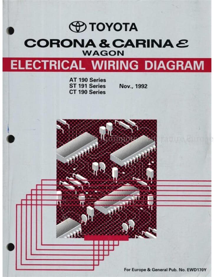 1992 TOYOTA CORONA | CARINA E ELECTRISCHE SCHEMA, Autos : Divers, Modes d'emploi & Notices d'utilisation