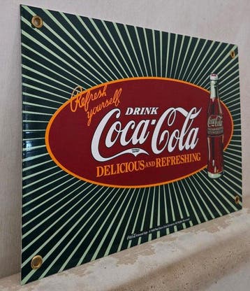 Coca-Cola - enseigne émaillée Coca-Cola - Coca-Cola -, Antiek en Kunst