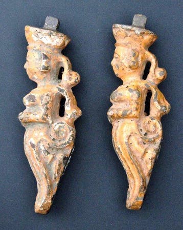 Beeld, Paire de musciennes gardiennes de temple - 17 cm -