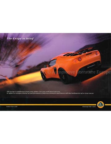 2007 LOTUS EXIGE LEAFLET ENGELS