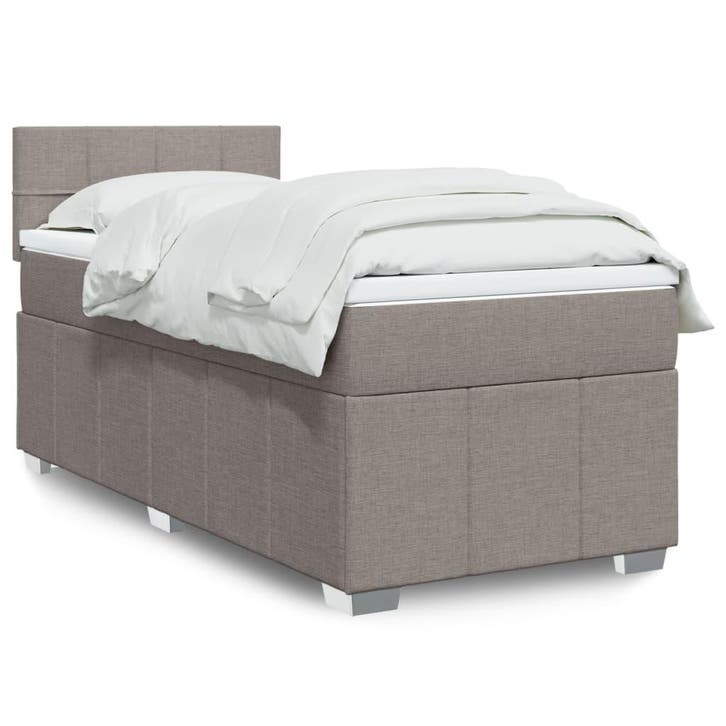 vidaXL Boxspring met matras stof taupe 90x200 cm, Huis en Inrichting, Slaapkamer | Bedden, Nieuw, Verzenden