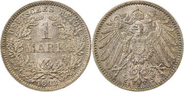 Duitsland 1 Mark 1893f prfr fein ! extrem selten i d Erha..., Verzenden