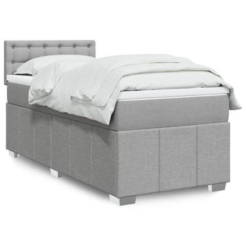 vidaXL Boxspring met matras stof lichtgrijs 90x200 cm, Verzenden, Nieuw