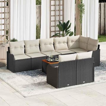vidaXL Tuinbank Set 9 st Zwart poly rattan, Tuin en Terras, Tuinsets en Loungesets, Verzenden, Nieuw
