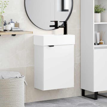 vidaXL Badkamermeubel met kraan Wit 45,5 x 22,5 x 84 cm, Verzenden