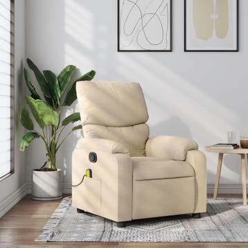 vidaXL Massagestoel met crèmekleurige stof, Maison & Meubles, Fauteuils, Verzenden