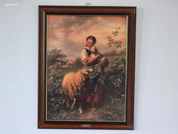 Schilderij Johann Baptist Hofner The Shepherdess