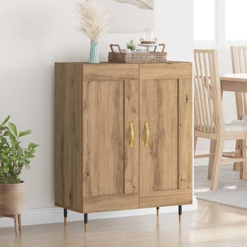 vidaXL Dressoir Artisan Eiken 69,5 x 34 x 90 cm Bewerkt hout, Verzenden