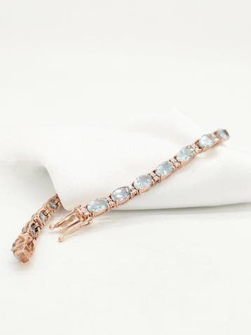 Bracelet de tennis - 18 carats Or rose Aigue-marine -